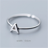 925 Silver Unisex A-Z Initial Name Rings for Women Men