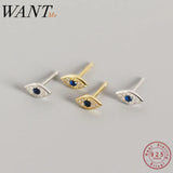 Sterling Silver Demon Eyes Stud Earrings - Evil Eye Jewelry