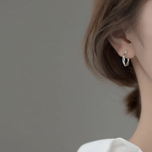 925 Silver Boho Braided Hoop Earrings for Women