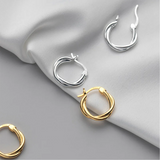 925 Silver Boho Braided Hoop Earrings for Women