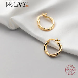 925 Silver Boho Braided Hoop Earrings for Women
