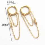 925 Silver Boho Square Zircon Tassel Stud Earrings for Women
