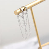 925 Silver Boho Square Zircon Tassel Stud Earrings for Women