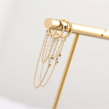 925 Silver Boho Square Zircon Tassel Stud Earrings for Women