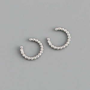 925 Silver Ear Bone Clip Punk Beads Clip Earrings