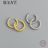 925 Silver Ear Bone Clip Punk Beads Clip Earrings