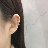 925 Silver Ear Bone Clip Punk Beads Clip Earrings