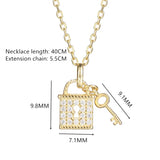 925 Silver Key Padlock Punk Chain Charm Pendant Necklace for Women