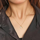 925 Silver Key Padlock Punk Chain Charm Pendant Necklace for Women