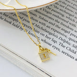 925 Silver Key Padlock Punk Chain Charm Pendant Necklace for Women