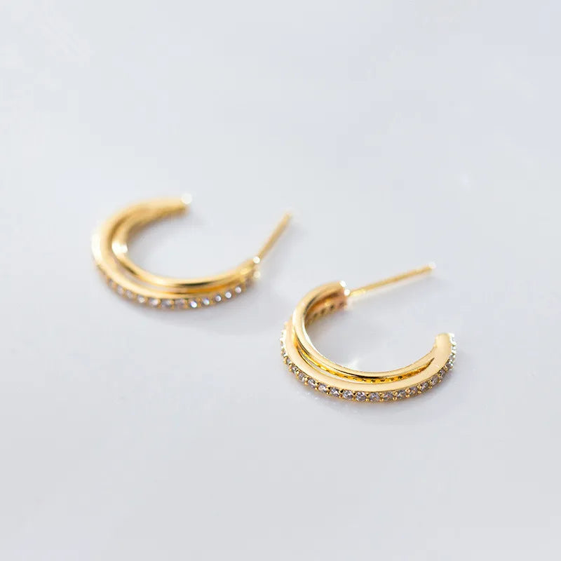 925 Silver Crystal Zircon Stud Earrings Wedding Jewelry Gift
