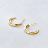 925 Silver Crystal Zircon Stud Earrings Wedding Jewelry Gift