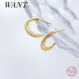 925 Silver Crystal Zircon Stud Earrings Wedding Jewelry Gift