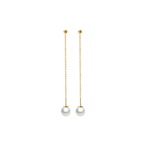925 Silver Pearl Long Ear Line Earrings Women Party Drop Earrings