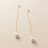 925 Silver Pearl Long Ear Line Earrings Women Party Drop Earrings