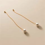 925 Silver Pearl Long Ear Line Earrings Women Party Drop Earrings