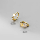 925 Silver Zircon Star Stud Earrings Romantic Charming Jewelry