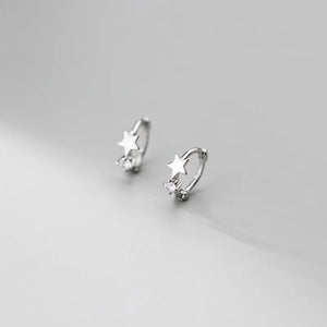 925 Silver Zircon Star Stud Earrings Romantic Charming Jewelry