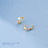 925 Silver Zircon Star Stud Earrings Romantic Charming Jewelry