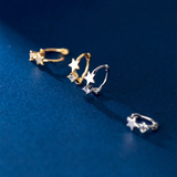 925 Silver Zircon Star Stud Earrings Romantic Charming Jewelry
