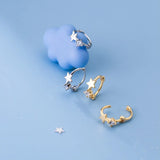 925 Silver Zircon Star Stud Earrings Romantic Charming Jewelry