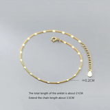 925 Sterling Silver Piece Link Chain Anklet Women Punk Hip Hop Party Jewelry