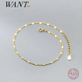 925 Sterling Silver Piece Link Chain Anklet Women Punk Hip Hop Party Jewelry