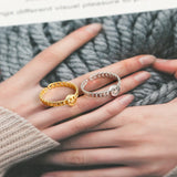 925 Silver Smile Link Chain Ring Adjustable 18k Plated Party Jewelry