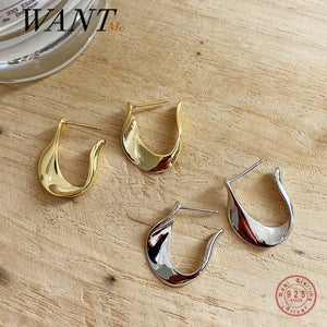925 Silver U Shape Stud Earrings Bohemian INS Party Jewelry