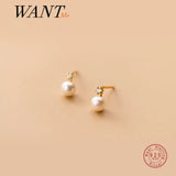 925 Silver Zircon Pearl Small Stud Earrings for Women