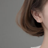 925 Silver Zircon Pearl Small Stud Earrings for Women