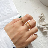 925 Silver Love Leaf Chain Open Ring for Women