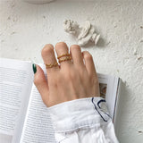 925 Silver Love Leaf Chain Open Ring for Women