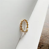 925 Silver Love Leaf Chain Open Ring for Women