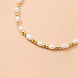 925 Silver Golden Beads Natural Pearl Charm Bracelet Wedding Jewelry