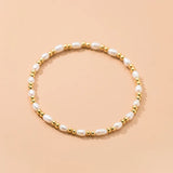 925 Silver Golden Beads Natural Pearl Charm Bracelet Wedding Jewelry