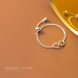 Sterling Silver Infinity Cuban Link Chain Ring for Women
