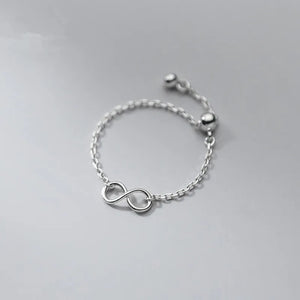 Sterling Silver Infinity Cuban Link Chain Ring for Women