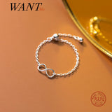 Sterling Silver Infinity Cuban Link Chain Ring for Women