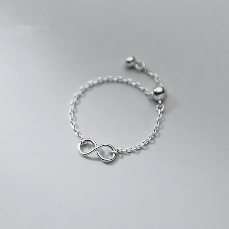 Sterling Silver Infinity Cuban Link Chain Ring for Women
