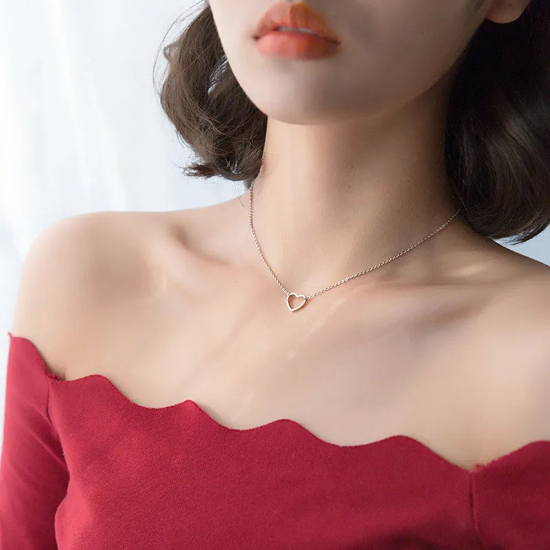 925 Silver Heart Cross Choker Necklace for Women Gift