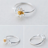 925 Silver Adjustable Daisy Flowers Rings Women Party Wear Gift