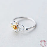 925 Silver Adjustable Daisy Flowers Rings Women Party Wear Gift