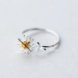 925 Silver Adjustable Daisy Flowers Rings Women Party Wear Gift