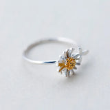 925 Silver Adjustable Daisy Flowers Rings Women Party Wear Gift