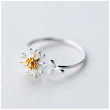 925 Silver Adjustable Daisy Flowers Rings Women Party Wear Gift