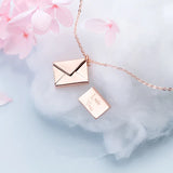925 Silver Square Love Letter Envelope Necklace