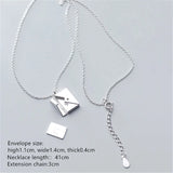925 Silver Square Love Letter Envelope Necklace