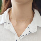 925 Silver Golden Beads Pendant Choker Necklace for Women