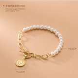 925 Silver Baroque Pearl Charm Bracelet for Women